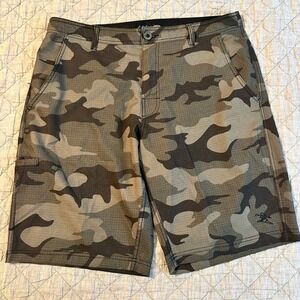 Da Hui Hybrid Collection Mens Camo Ripstop Shorts Size 34 Camouflage Boardshorts
